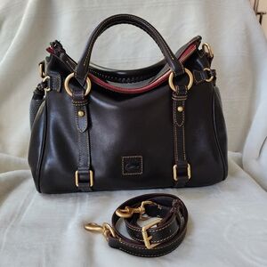 Dooney & Bourke Brown Tmoro Florentine Leather Satchel with Gold Accents